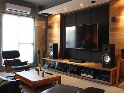 Modern living room with a flat-screen TV|