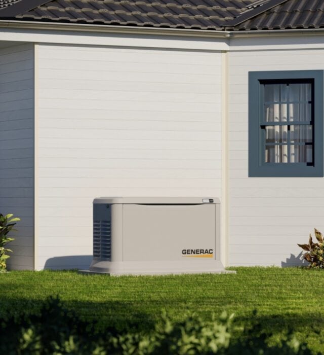Generac generator installation next to Florida home.
