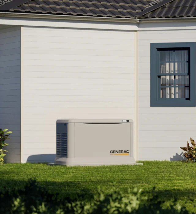 Generac generator installation next to Florida home.