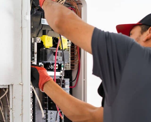 Electrician installing new SPAN electrical panel