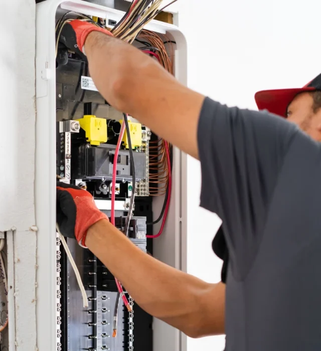 Electrician installing new SPAN electrical panel